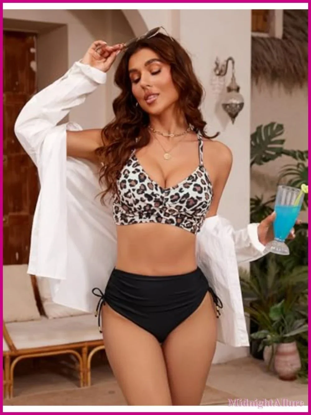 High Waisted Tummy Control Bikini Set with Ruched Bottom